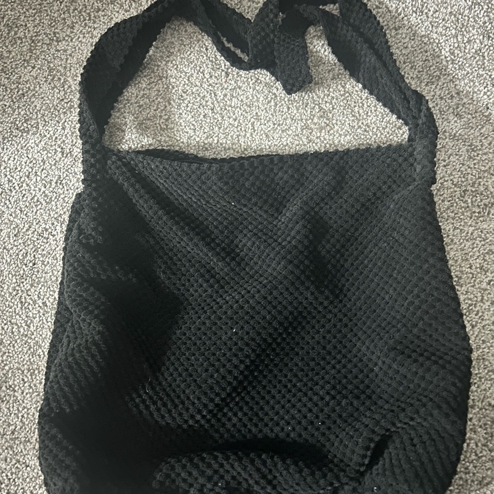 SHEIN Black Textured Tote Bag
